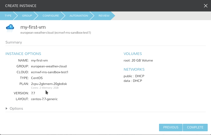 European Weather Cloud Knowledge Base > Provision a new instance - web > morpheus_provision_review.png